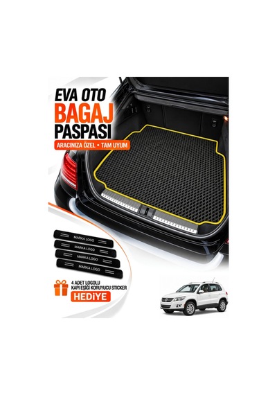 Volkswagen Tiguan 2007-2015 Uyumlu Eva Bagaj Paspası Araca Özel Siyah-sarı