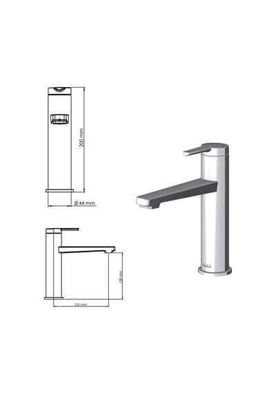 Teska E 5414 Liva Leo S Lavabo Bataryası Siyah