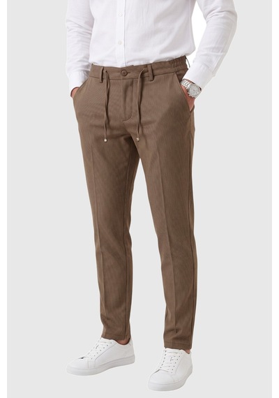 Rizzup Erkek Slim Fit Çizgili Kahve Kumaş Pantolon İpli Esnek Bel Likralı Spor Pantolon 2700240 Rizzup Erkek Slim Fit Çizgili Kahve Kumaş Pantolon İpli Esnek Bel Likralı Spor Pantolon 2700240