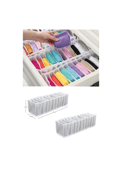 2 Adet 11 Gözlü Çekmece Içi Akordiyon Organizer-11 41 12 Cm Small Kumaş Beyaz Diğer