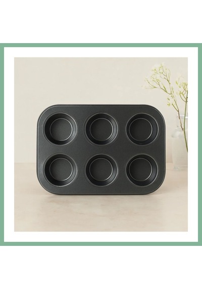 Bşkvirgo 6 Gözlü Siyah Metal Muffin Kalıbı Bsk2026