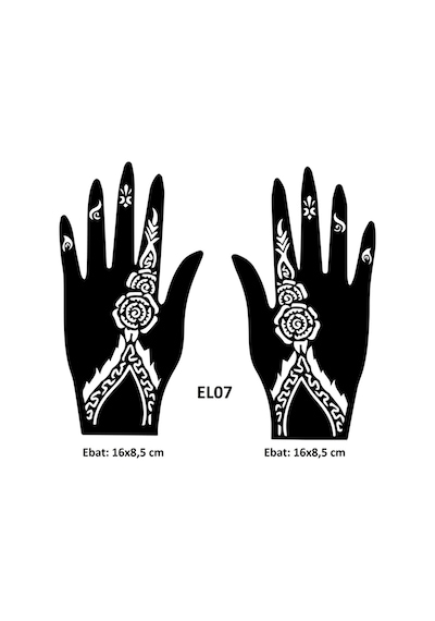 Airbrush Tattoo Zarif Çiçekler El Üstü 2'li + Kına Kalıbı Kınasız Sadece Desen