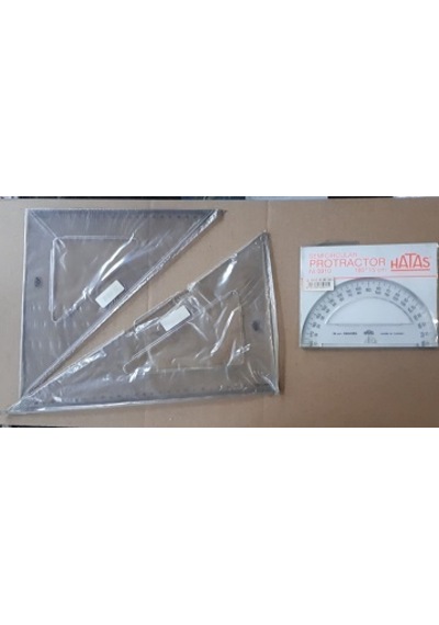 Hatas 45 x 45 + 30 x 60 Derece 32 CM + Minkale 180 Derece 15 CM Gönye