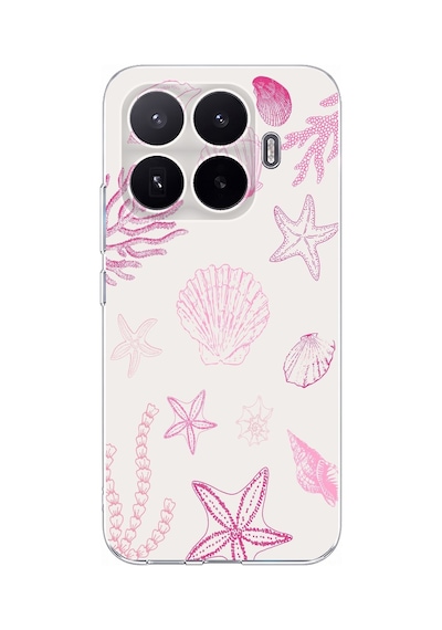 Xiaomi 17t Uyumlu Pembe Deniz Yıldızı Ve Kabuk Baskılı Silikon Kılıf Renkli