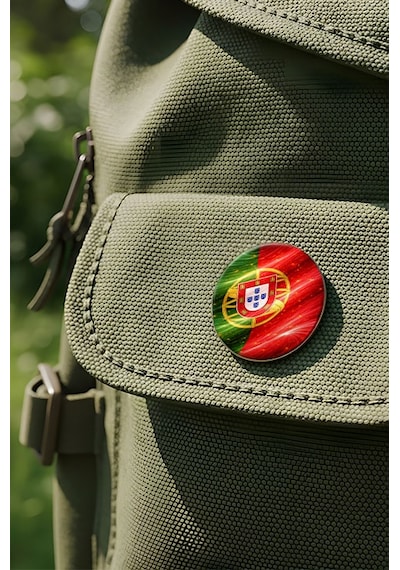 Portekiz Portugal Abstract Ülke Bayraklı Buton Rozet - 44 MM 5 Adet Çok Renkli