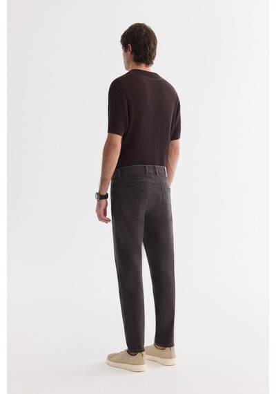Avva Erkek Kahverengi Eskitme Yıkamalı Pamuklu Elastan Madrid Comfort Slim Fit Jean Pantolon A61y3511 Kahve