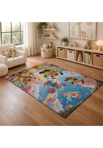 Kartela Halı Neşeli Arkadaşlar Kaymaz Taban Çocuk Oyun Halısı - 160 X 240 Cm Çok Renkli