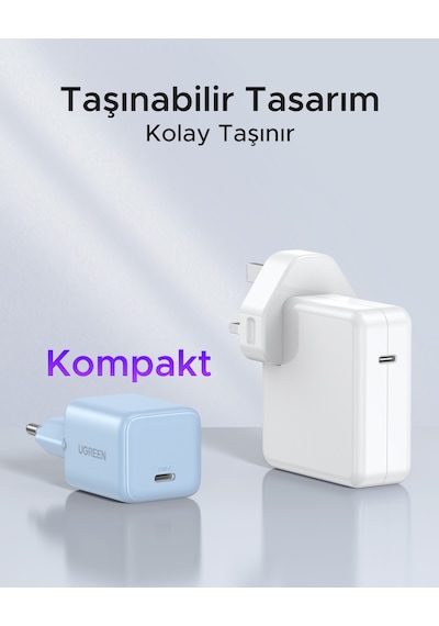 Ugreen 20w Gan Hızlı Şarj Cihazı Type-c Qc Pd 1xusb-c, Mavi, 55555