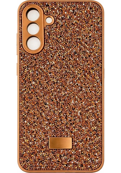 Samsung S24 Fe İle Uyumlu İnce Parlak Taşlı Premium Sw Telefon Kılıfı Bronz