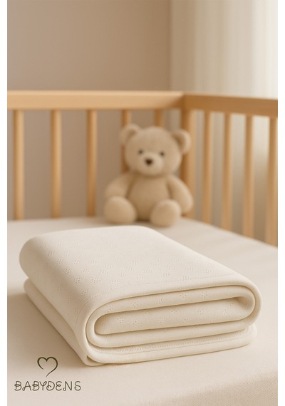Babyden's %100 Pamuklu Elmas Desenli Jakarlı Yumuşak Nefes Alabilir Bebek Battaniyesi Ekru