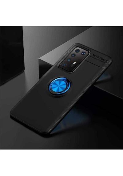 Huawei P40 Pro Kılıf Zore Ravel Silikon Kapak Siyah-Mavi