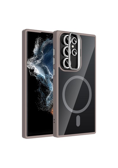 Galaxy Uyumlu S22 Ultra Kılıf Standlı Ve Kamera Lens  M-safe Şarj Özellikli Zore Etro Kapak Çok Renkli