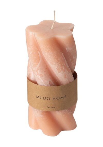 Mudo Home Burgulu Sütun Mum Ekru 7x15 Diğer