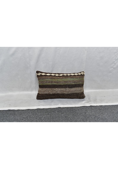 Zehra Abla Halı Yeni El Dokuma Dekorluk Lumbar Kilim Kırlent Yastık Kılıfı 7497 Çok Renkli