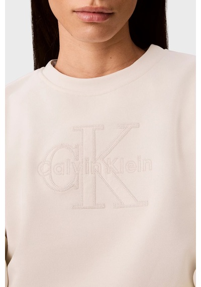 Calvin Klein % 100 Pamuk Logolu Regular Fit Bisiklet Yaka Sweat Lv047g820gyas Bayan Sweat Lv047g820g Yas Krem