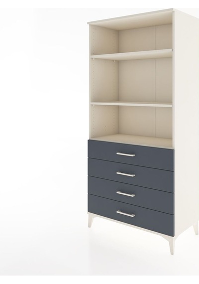 Hyperion Dolap 3 Raflı 4 Çekmeceli 88x44x182 Aytaşı-antrasit Aytaşı