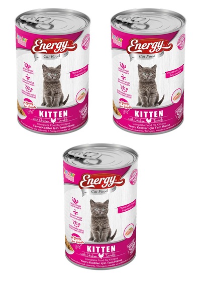 Energy Tavuk Etli Konserve Yavru Kedi Maması 3 x 400 G