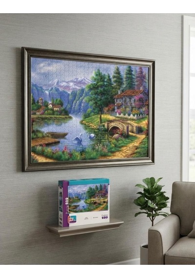 Dağ Evi Ve Kuğu Gölü İkili Set - 1000 + 500 Parça İkili Puzzle Seti