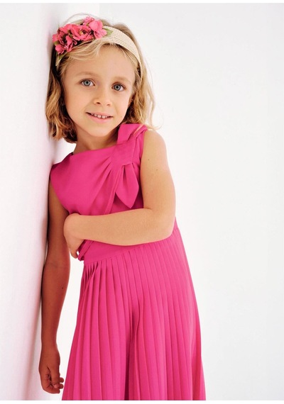 Kız Çocuk Fiyonklu Tulum Pembe 3872 Pembe