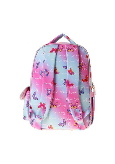 Wow Generation Butterfly Baskılı Turkuaz - Pembe Kız Çocuk İlkokul Çantası - Günlük Sırt Çantası - W6074 Çok Renkli