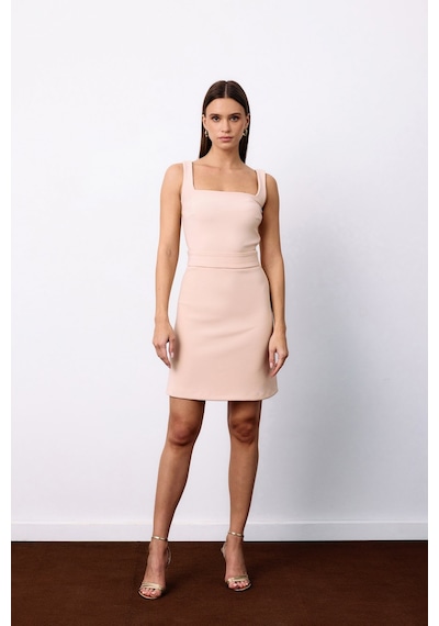 Sateen Düz Kısa Etek - Bej-135546 Bej