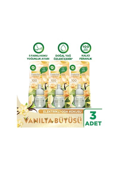 Air Wick Elektrikli Oda Kokusu Yedek Şişe Vanilya Büyüsü 3'lü
