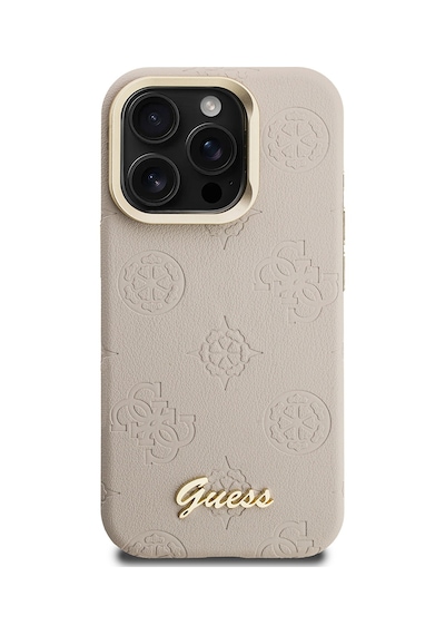 Apple iPhone 15 Pro Max Uyumlu Kılıf Guess Lisanslı M-safe Şarj Özellikli Kamera Standlı Peony Kapak Bej