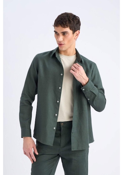 DeFacto %100 Keten Regular Fit Polo Yaka Yazlık Uzun Kollu Gömlek D9925AX25SPKH498 DeFacto %100 Keten Regular Fit Polo Yaka Yazlık Uzun Kollu Gömlek D9925AX25SPKH498