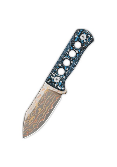 Qsp Canary Kamuflaj Karbon Fiber Sap Ve Kaydex Kılıflı Pirinç + Bakır Damascus Çelik Kamp Bıçağı Qs141-g Kum