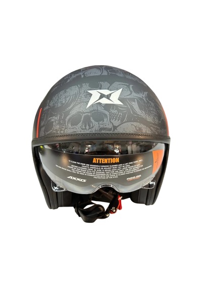 Motosiklet Kaskı Retro Güneş Vizörlü Hornet S Sv Skulls B5 Mat Kırmızı Motorcu Kask Çok Renkli