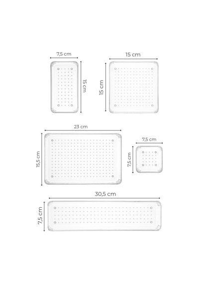 Vienev 8li Şeffaf Çekmece İçi Düzenleyici Organizer 2x D.k.dkdrtgn K.kare 1x O.dkdrtgn B.kare