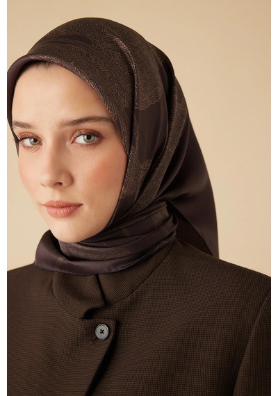 Maisa Ferya Mulberry İpek Eşarp 90 90 Cm - Kahverengi 4778