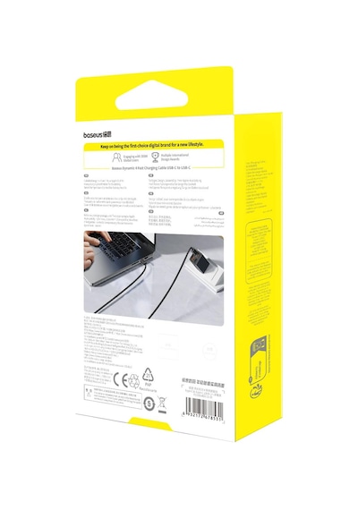 Baseus Dynamic 4 Series 100w Pd Hızlı Şarj Kablosu, Type-c To Type-c Örgülü Kablo 1 Metre, İphone 17/16/15 Pro Max, Macbook, İpad, Android, Galaxy Uyumlu 480mbps Veri Aktarımı - Siyah
