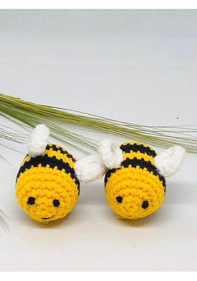 Arı Amigurumi 2li Kıskaç Toka, Örgü Saç Tokası, Saç Aksesuarı Sarı