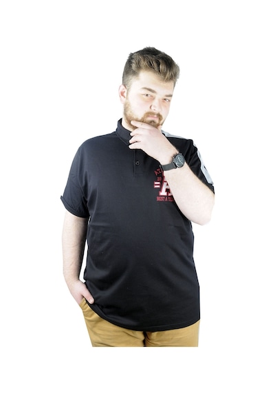 Mode Xl Büyük Beden Erkek T Shirt Polo Best Team 22307 Siyah 001