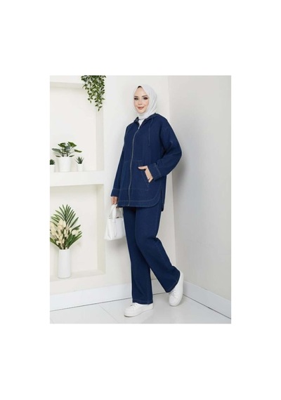 Hb Harma Time Butik Kadın Kapüşonlu Cepli Koyu Kot Mavi Tunik Pantolon Takım Koyu Mavi Koyu Mavi Hb Harma Time Butik Kadın Kapüşonlu Cepli Koyu Kot Mavi Tunik Pantolon Takım Koyu Mavi Koyu Mavi