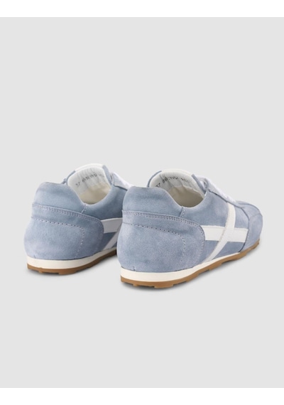 Monamae %100 Hakiki Deri Mavi Süet Bağcıklı Kadın Sneaker Mavi