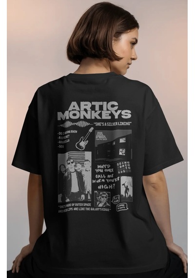 Arctic Monkeys Rock Metal Müzik Grubu Baskılı Unisex Oversize Pre Siyah