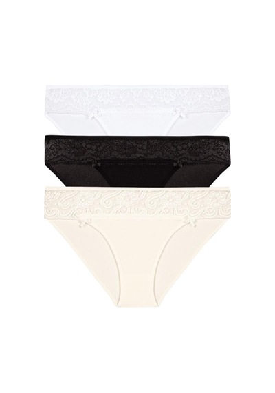 3 Lü Paket Şahin Bayan Dantelli Likralı Bikini Külot 30623 Çok Renkli
