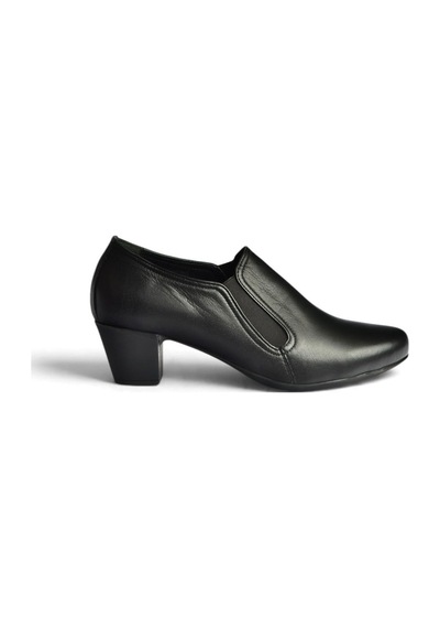 Fox Shoes Z324942003 Siyah Hakiki Deri Kalın Topuklu Kadın Ayakkabı