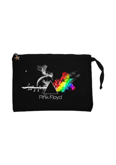 Pink Floyd RainBow Siyah Clutch Astarlı Cüzdan / El Çantası Siyah