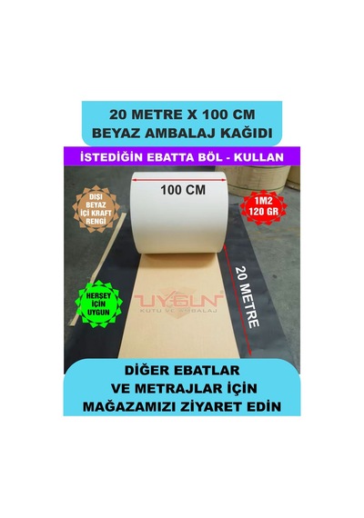 100 Cm X 20 Metre Bobin Beyaz Ambalaj Kağıdı Çift Yönlü, Ev Eşyası, Çeyiz, Hediye, Ürün Paketleme 20 Adet