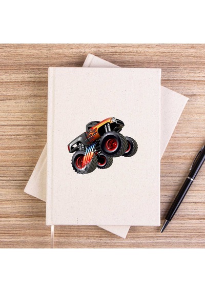 Cartoon Monster Truck Çizgisiz Kanvas Defter Krem