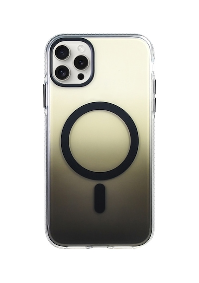 Subutu Apple Uyumlu iPhone 15 Pro Max Kılıf M-safe Şarj Özellikli Transparan Renk Geçişli Sbt Toros Kapak - Siyah Siyah