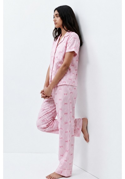 Standart Boy Elastanlı Pembe Pijama Takımı