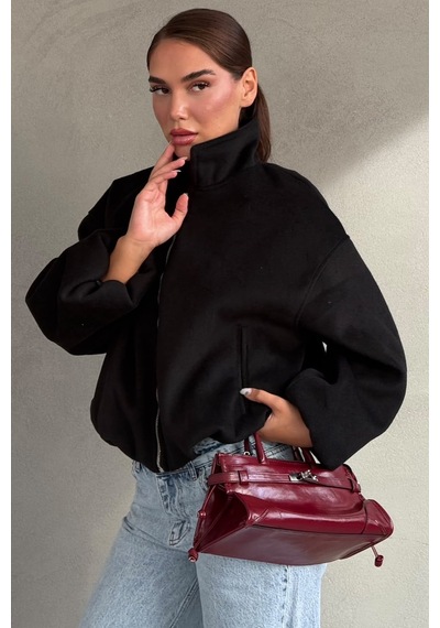 Madmext Siyah Kaşe Bomber Kadın Ceket Mg2902