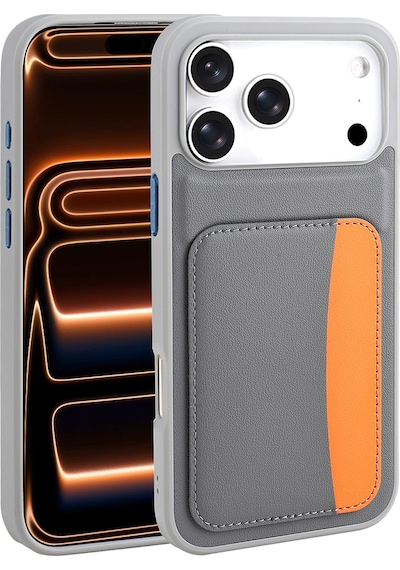 Apple     Uyumlu iPhone 17 Pro Kılıf Kartlıklı Zore X-kart Silikon Kapak Kahverengi