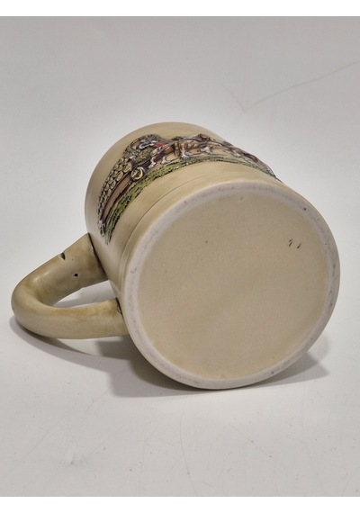 Vintage Tankart Kabartmalı At Arabası Fıçı Figürlü Alman Seramik Bira Bardağı 14cm 002