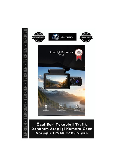 Özel Seri Teknoloji Trafik Donanım Araç İçi Kamera Gece Görüşlü 1296p Ta03 Siyah