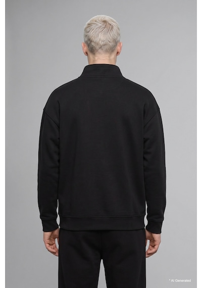 Defacto Boxy Fıt Dik Yaka Skuba Kumaş Uzun Kollu Basic Sweatshirt E9363ax26aubk81 Siyah-bk81